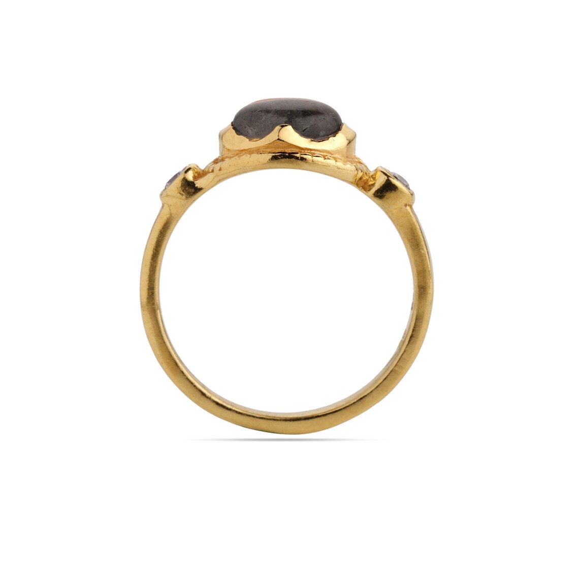 Oval Labradorite Ring, CZ Labradorite Ring, Labradorite Gold Ring, Stacking Ring, Delicate Ring, Labradorite Oval Gemstone Ring,Handmade