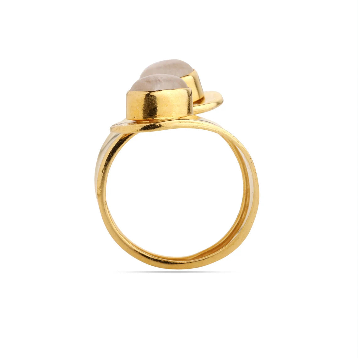 Rainbow Moonstone Ring - Open Ring - Gold Moonstone Ring - 925 Sterling Silver Moonstone Oval Ring - Band Ring