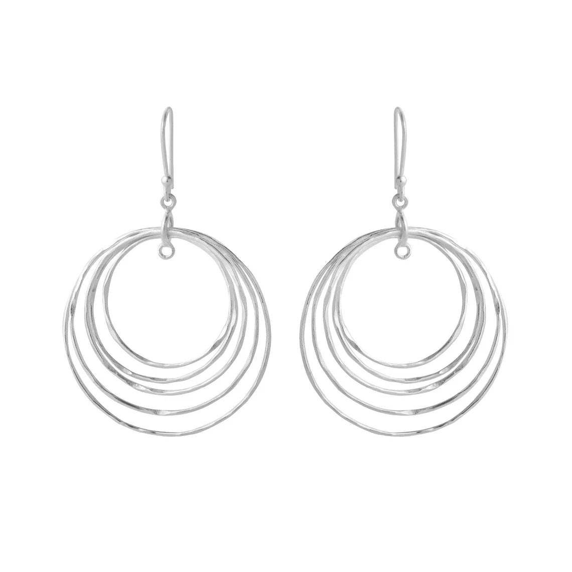 925 Sterling Silver Multiple hoop Earrings, Hammered Finish, 5 hoops Earrings