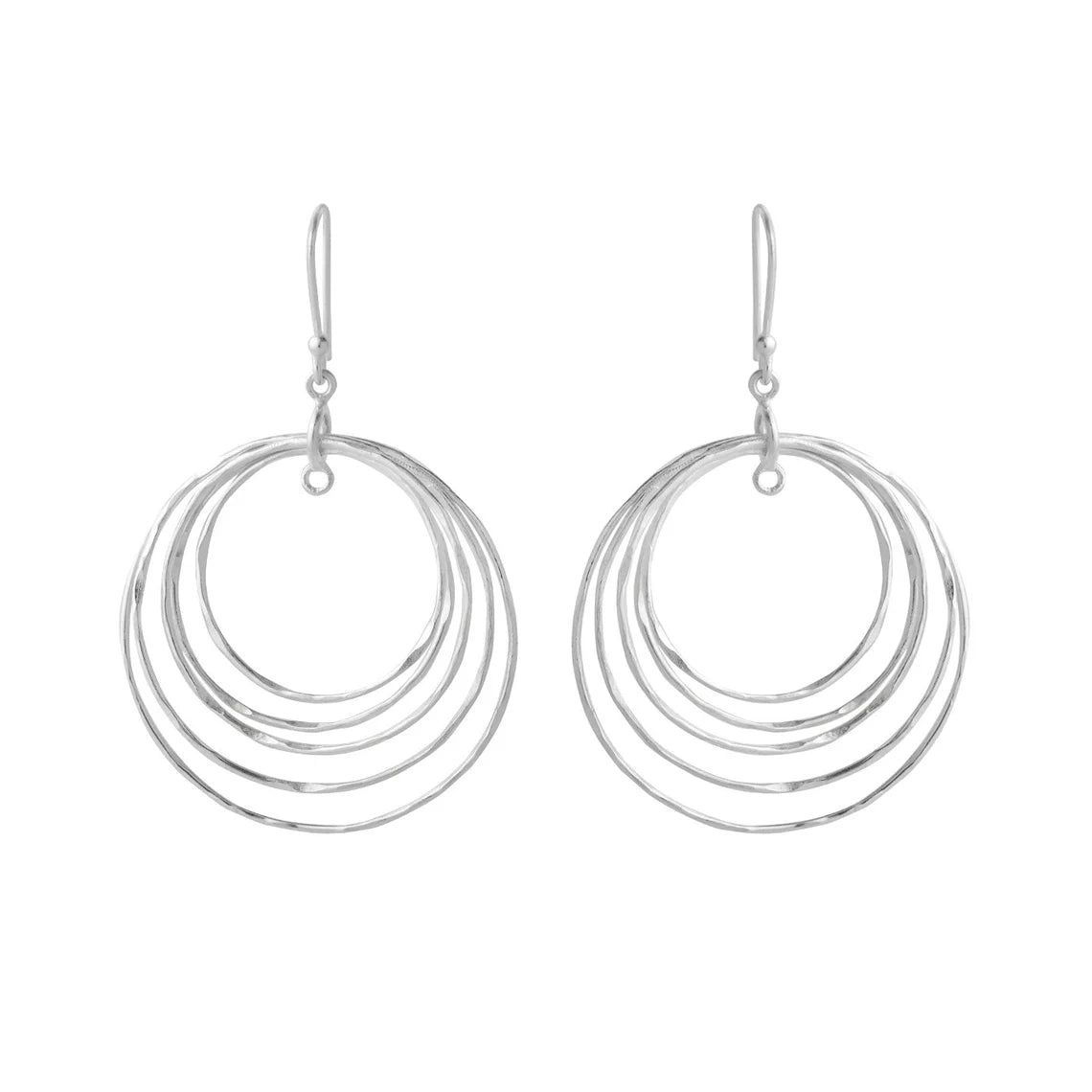 925 Sterling Silver Multiple hoop Earrings, Hammered Finish, 5 hoops Earrings