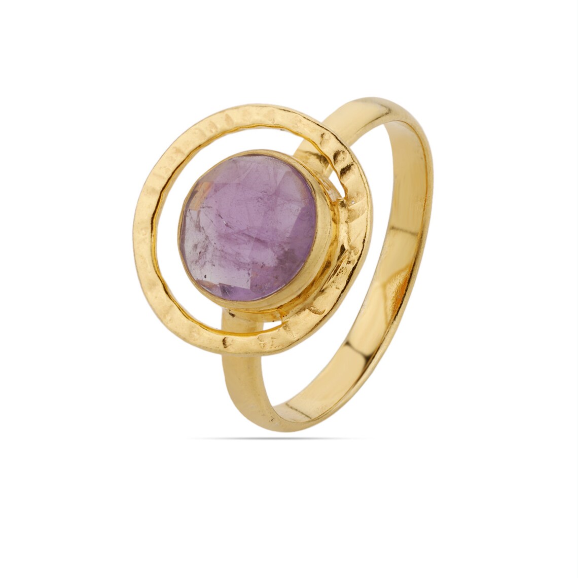 Natural Purple Amethyst Ring - Amethyst Gold Ring - 925 Sterling Silver Amethyst Ring, Ring for Women, Stacking Ring, Minimalist Ring