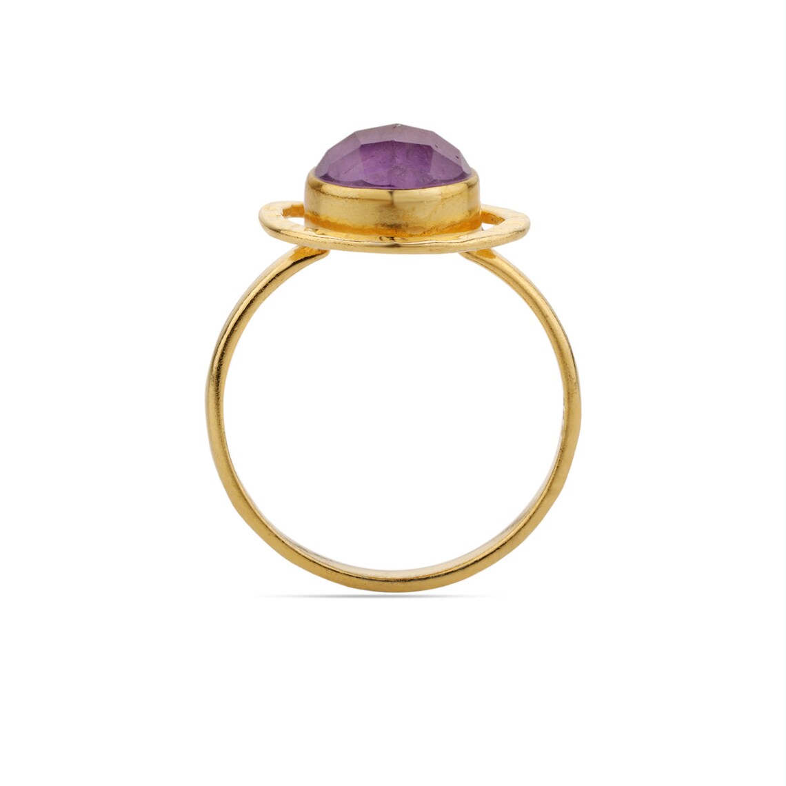 Natural Purple Amethyst Ring - Amethyst Gold Ring - 925 Sterling Silver Amethyst Ring, Ring for Women, Stacking Ring, Minimalist Ring