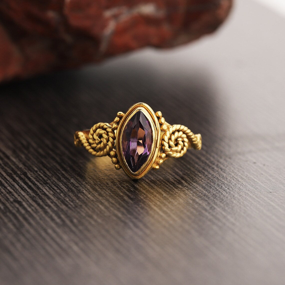 Natural Amethyst Ring, 925 Solid Sterling Silver, Amethyst 5x10 mm Marquise Gemstone Ring, Oxidized Silver Ring, Amethyst Jewelry, Rings
