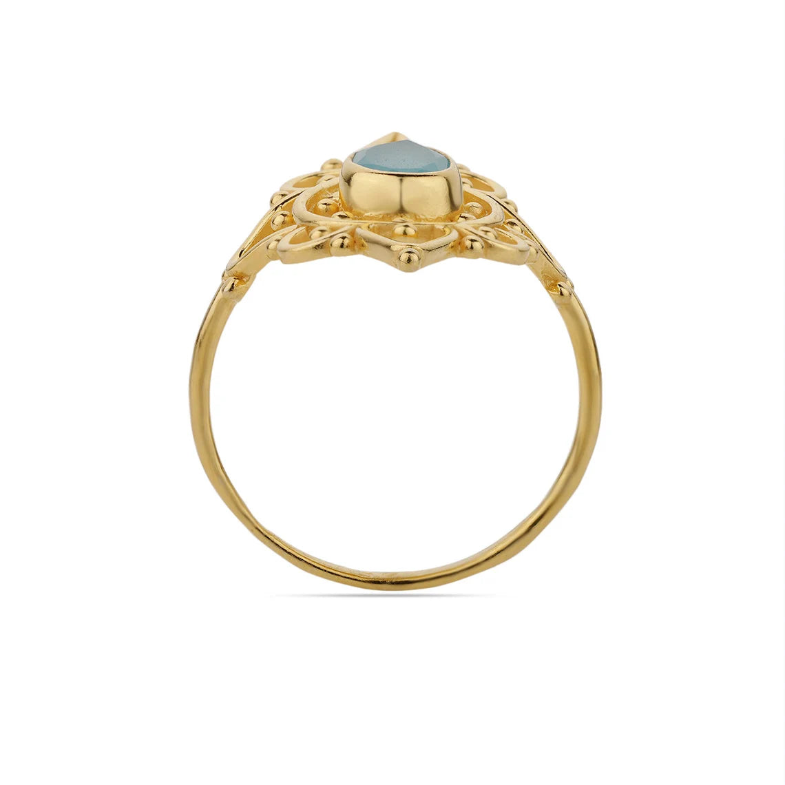 Gold Chalcedony Ring/Blue Chalcedony Ring/Pear Chalcedony Ring/Handmade Ring/Stackable Ring/Designer Ring/Green Chalcedony Pear Ring