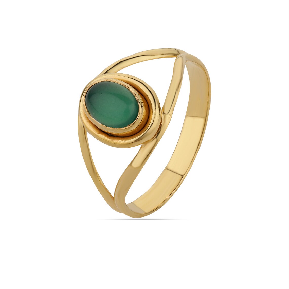 925 Sterling Silver Ring, Natural Green Onyx, Dainty Handmade