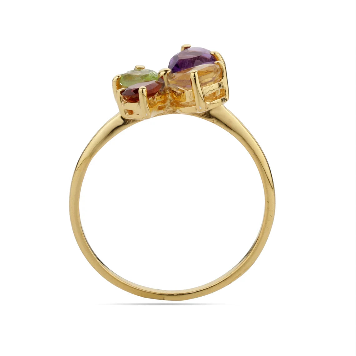 Peridot, Garnet, Citrine, Amethyst Multi Gemstone Ring, Stacking Rings, Delicate Rings, Gold Rings, Combination Rings, Prong Ring