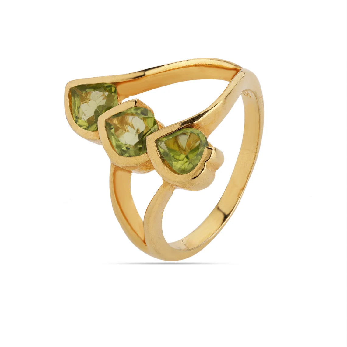 Peridot Heart Shape Ring, 925 Sterling Silver Peridot Gold Plated Ring