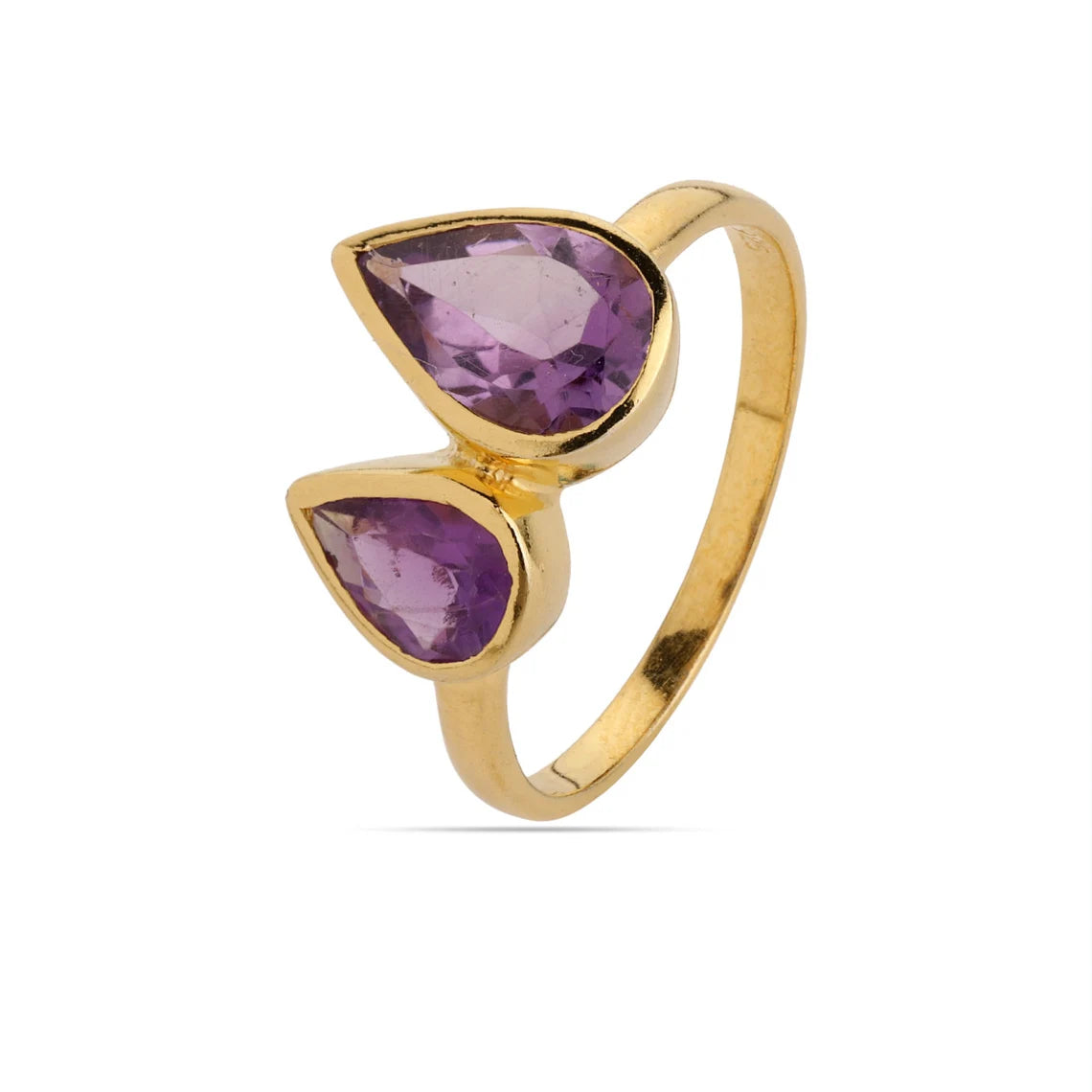 Natural Amethyst Ring, Pear amethyst Ring, Amethyst Gold Ring Multi stone, Unique Ring Designer Ring - Women Stylish Ring