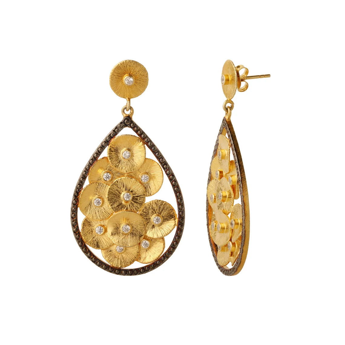 Gold rhinestones cz gold earrings