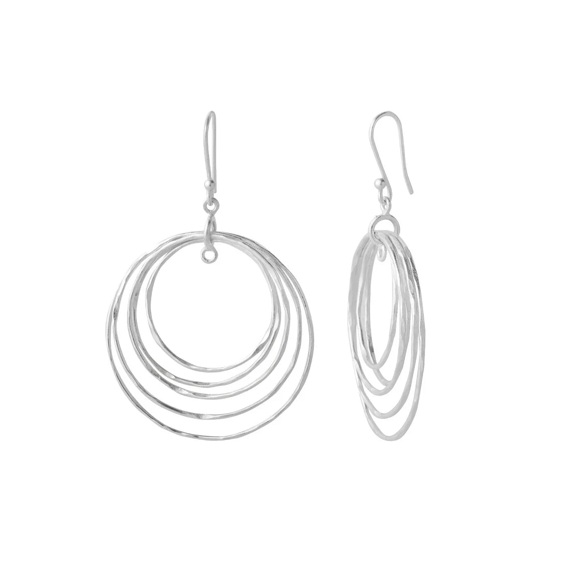 925 Sterling Silver Multiple hoop Earrings, Hammered Finish, 5 hoops Earrings