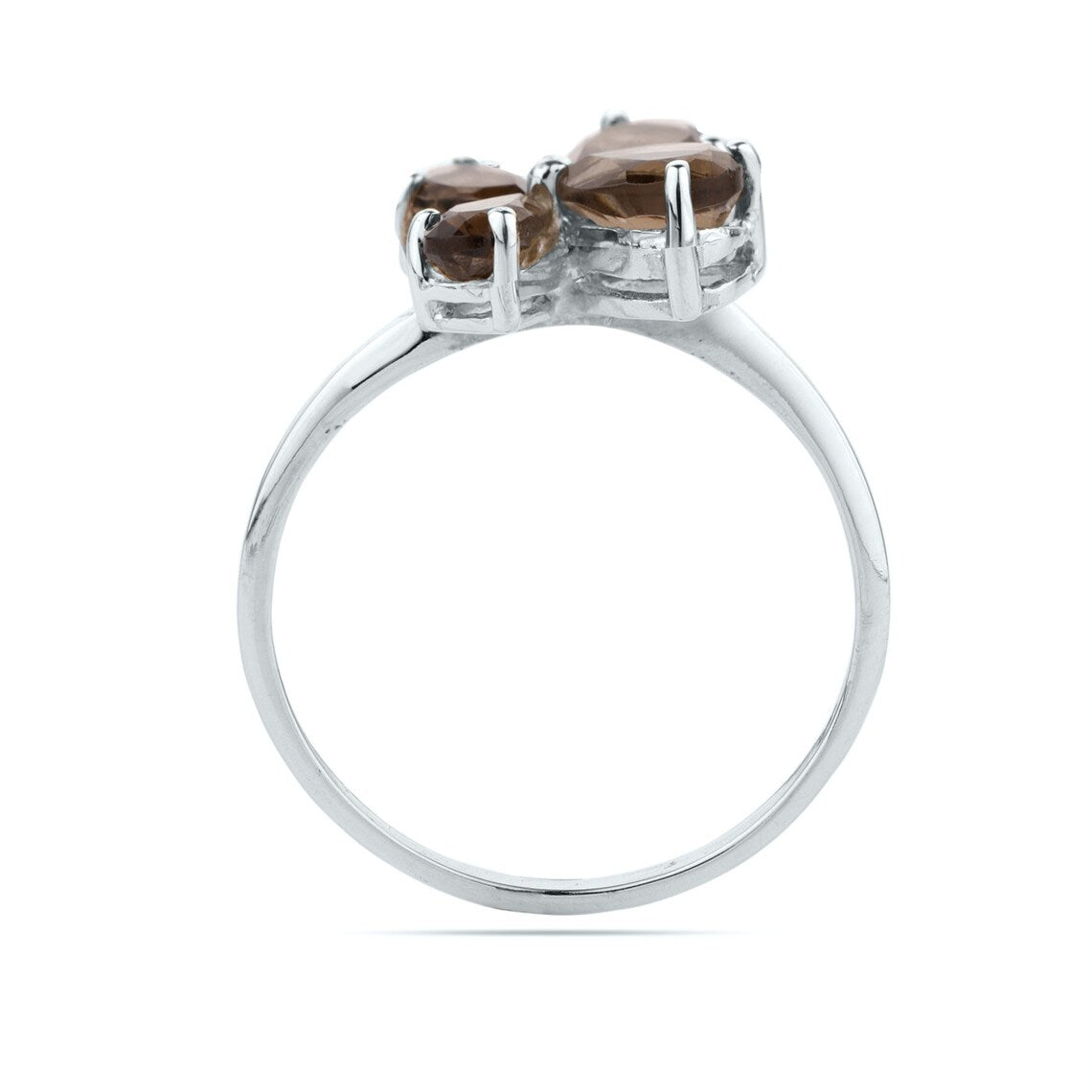925 Sterling Silver Smoky Topaz Ring, Scorpios Birthstone, Prong Pear Ring