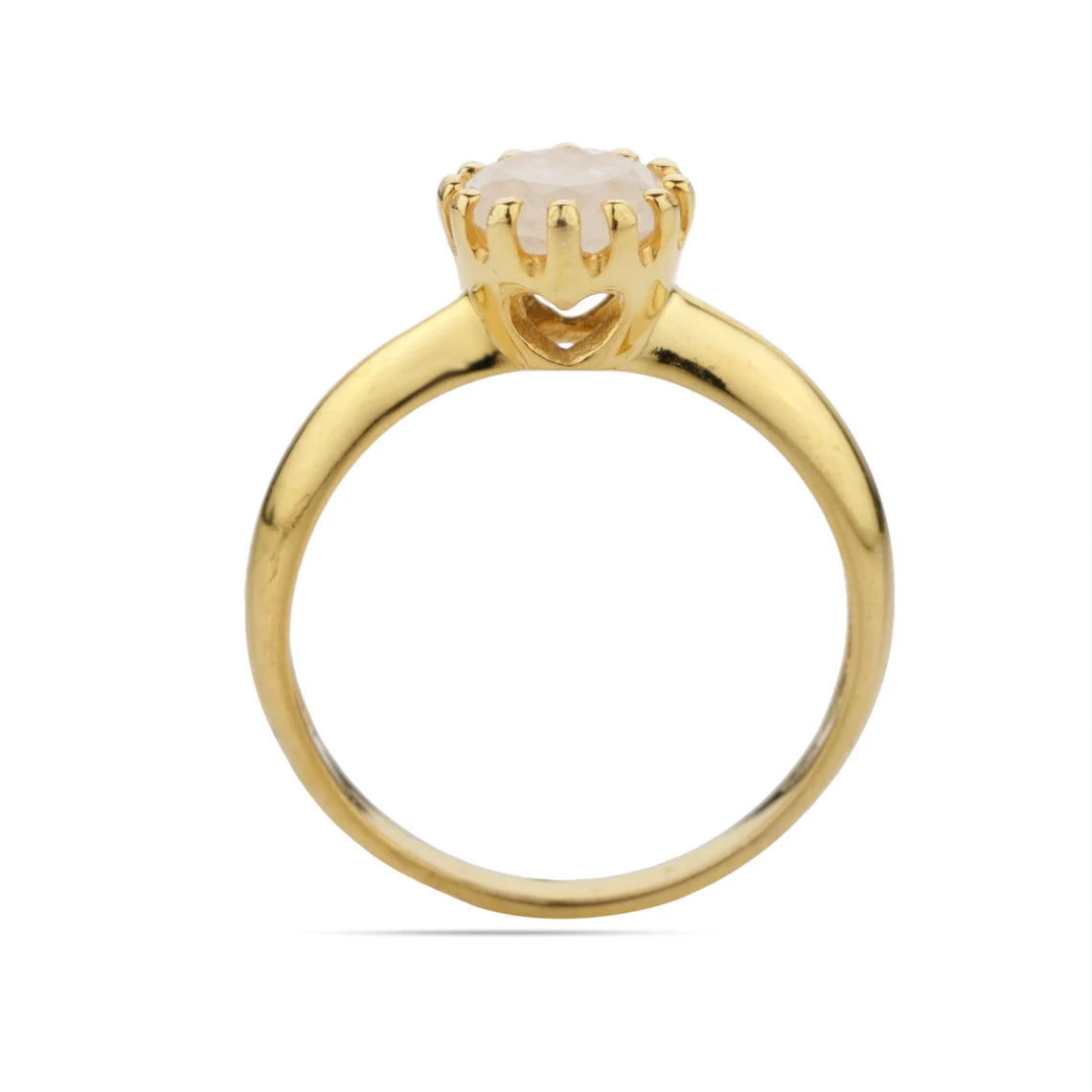 Natural Rainbow Moonstone Round Gemstone Silver Gold Plated Ring, Silver Ring, Gold Plated Ring