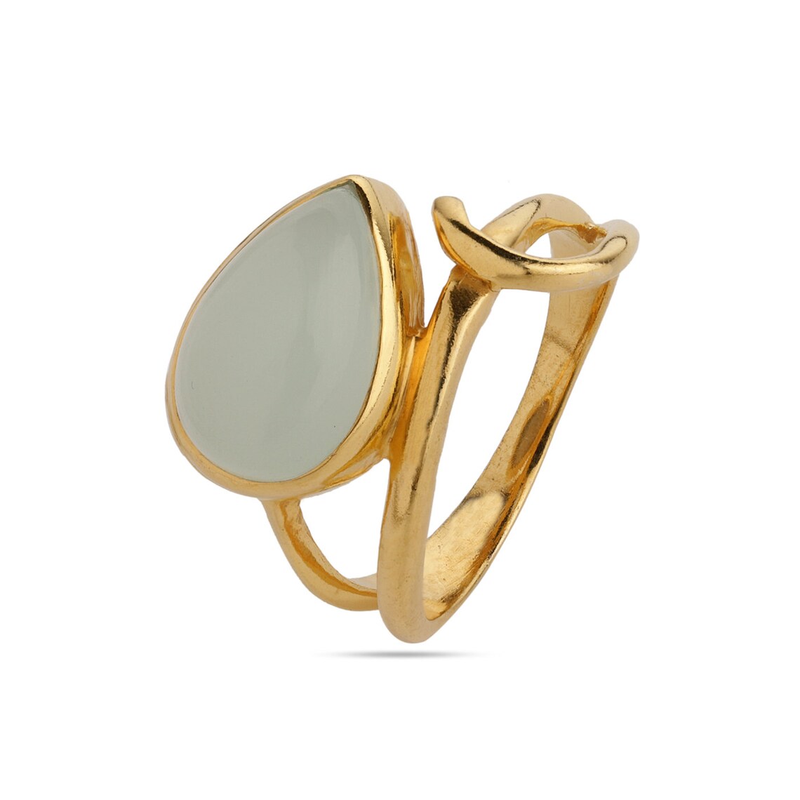 Aqua Chalcedony Ring, Gold Plated Ring, 925 Sterling Silver Gemstone Ring, Boho Handmade Ring