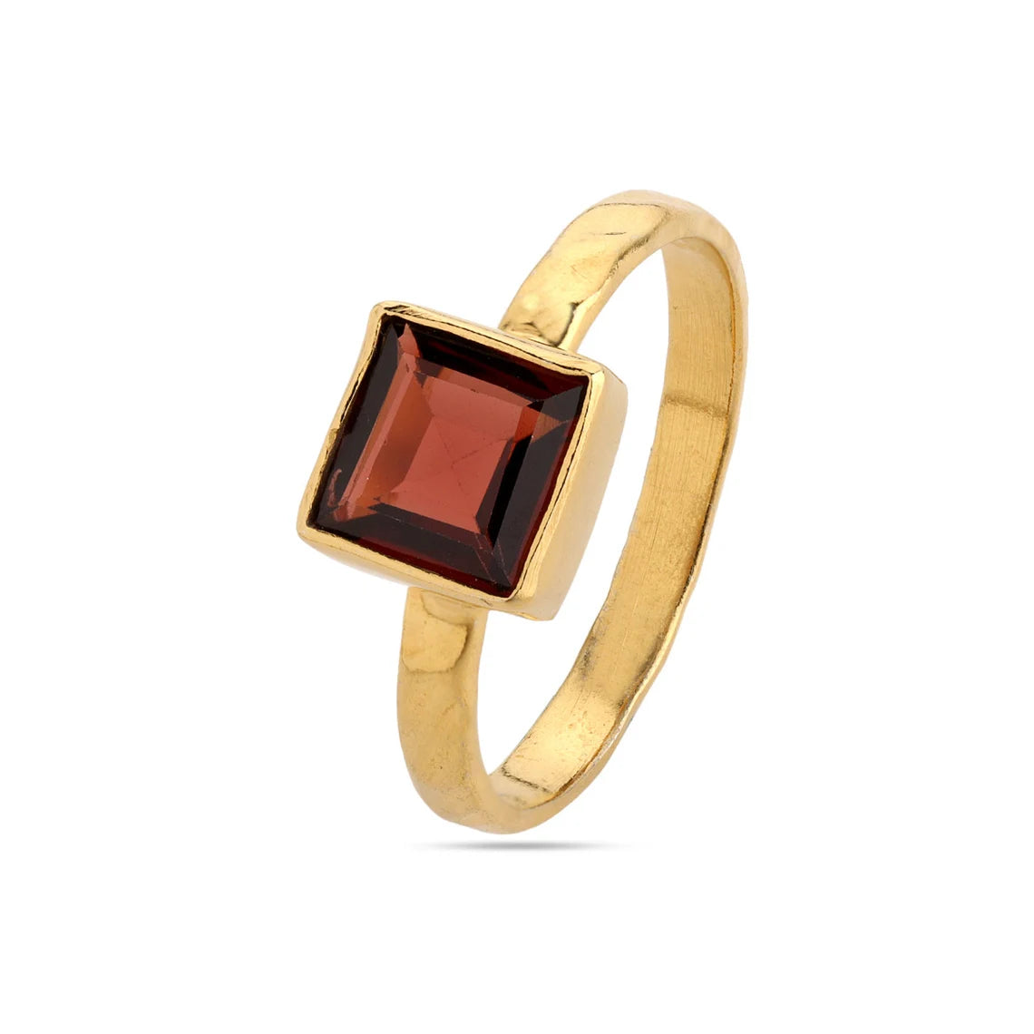 Natural Garnet Minimalist Ring,Garnet Gemstone Ring,Sterling Silver Garnet Gold Ring, Square Shape Garnet Ring,Delicate Garnet Ring