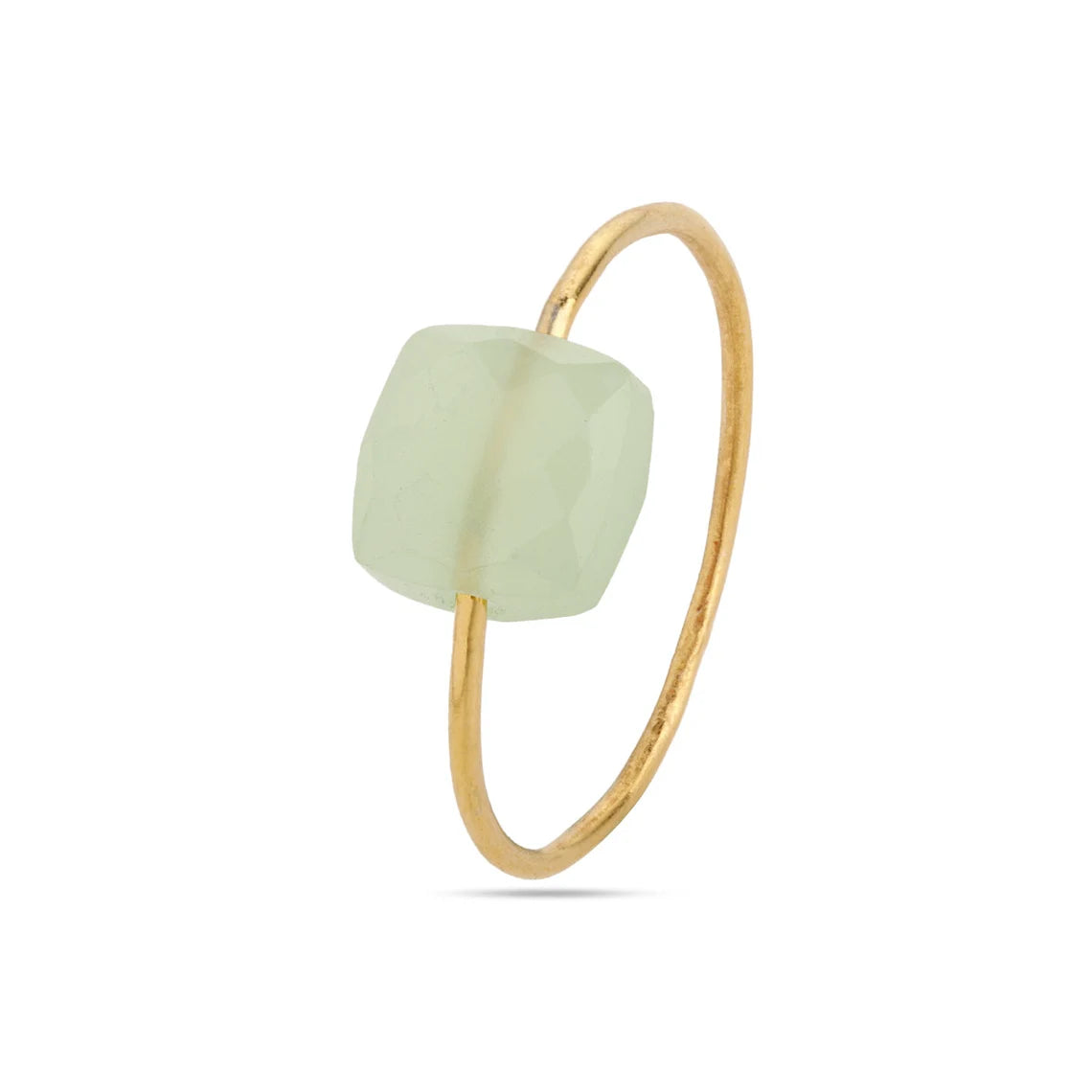 Gold Plating on 925 Sterling Silver Ring - Aqua Chalcedony Ring, Cushion Ring, Gold Ring, Stackable Ring, Aqua Chalcedony Gemstone Ring Handmade Ring