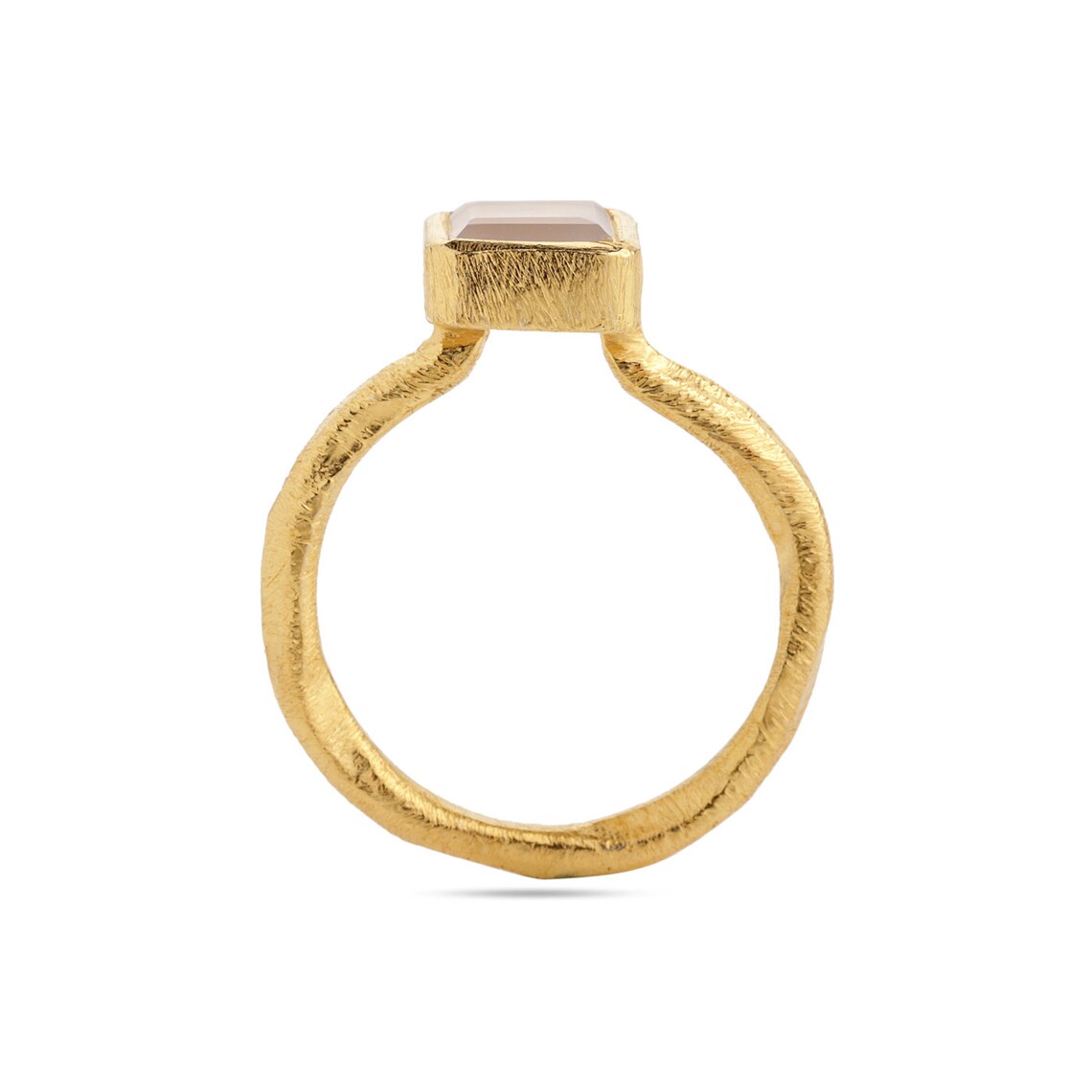 Chalcedony Ring-Gemstone Ring-Gold Ring-925 Sterling Silver-Scratched Finish Band Ring