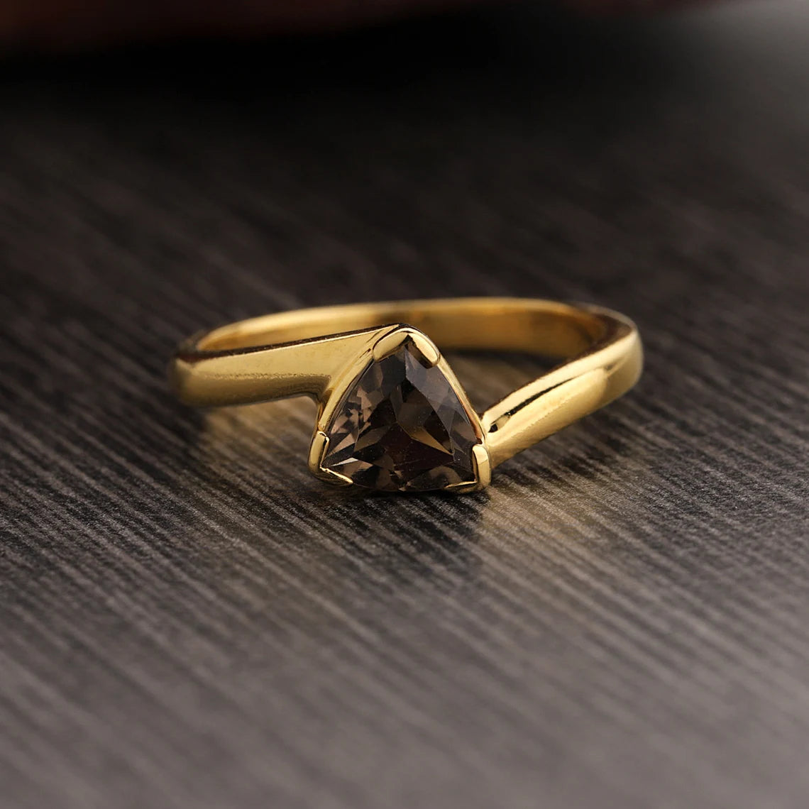 Smoky Topaz Trillion Ring, 925 Sterling Silver Ring