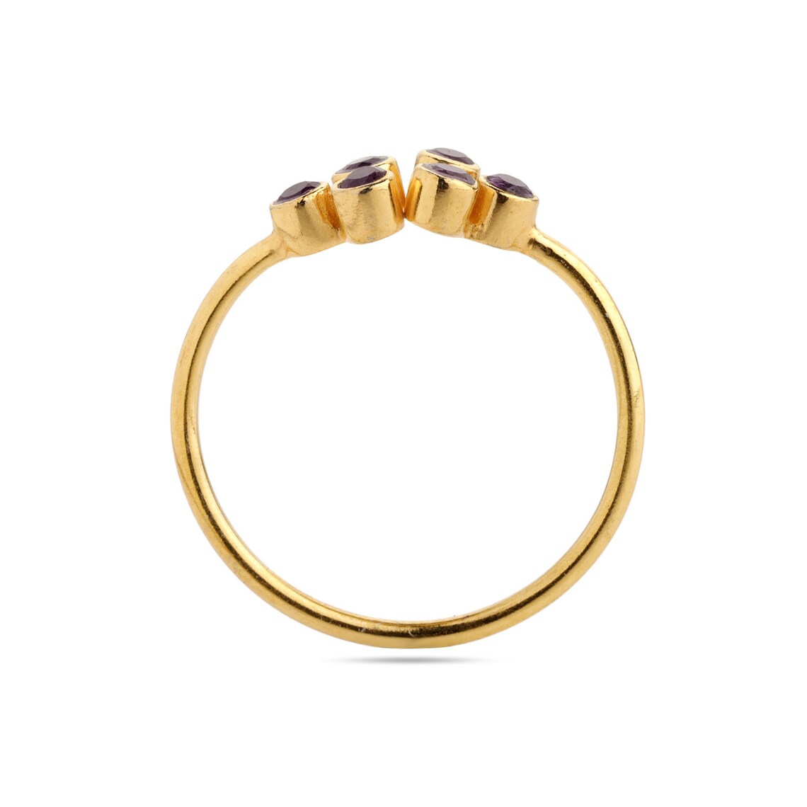 Dainty Amethyst Ring - Adjustable Gold Ring - Round Amethyst Open Ring - Delicate Amethyst Ring - Amethyst Gemstone Ring