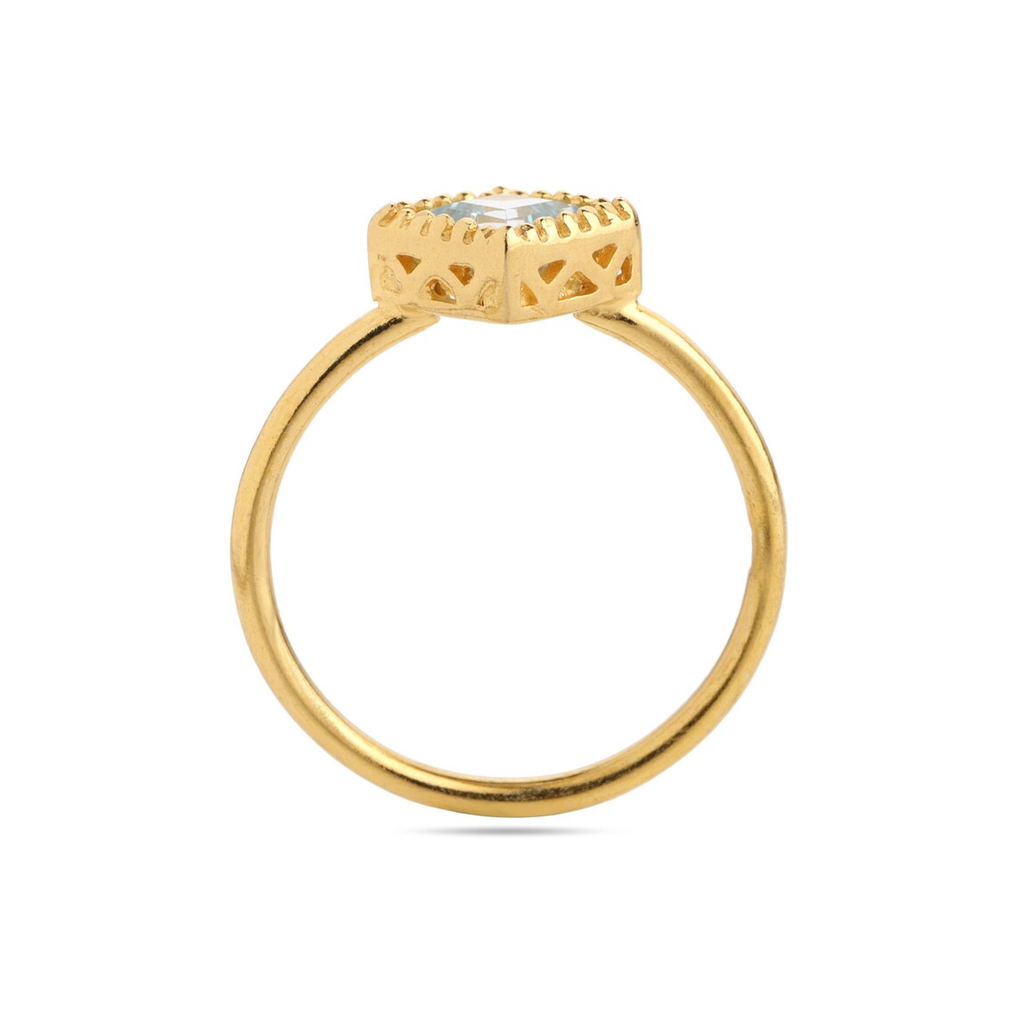 Swiss Blue Topaz Gold Ring - Blue Stone Ring - Something Blue - Topaz - Square shaped blue stone - Solid Silver - custom ring sizes