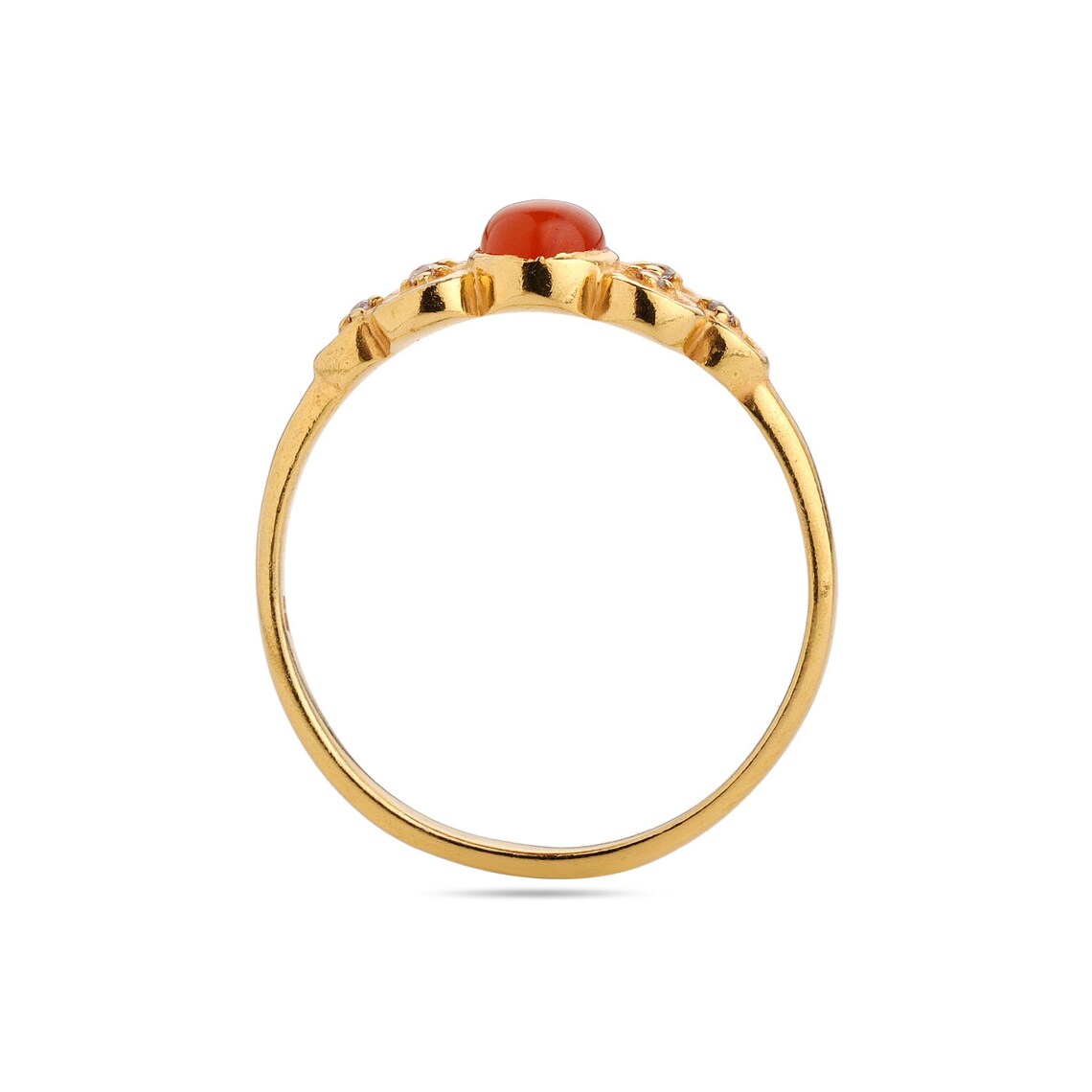 Natural Carnelian Ring, Oval Carnelian Ring, Butterfly Ring, Carnelian CZ Ring, Stacking Ring, August Birthstone Ring - CZ Ring