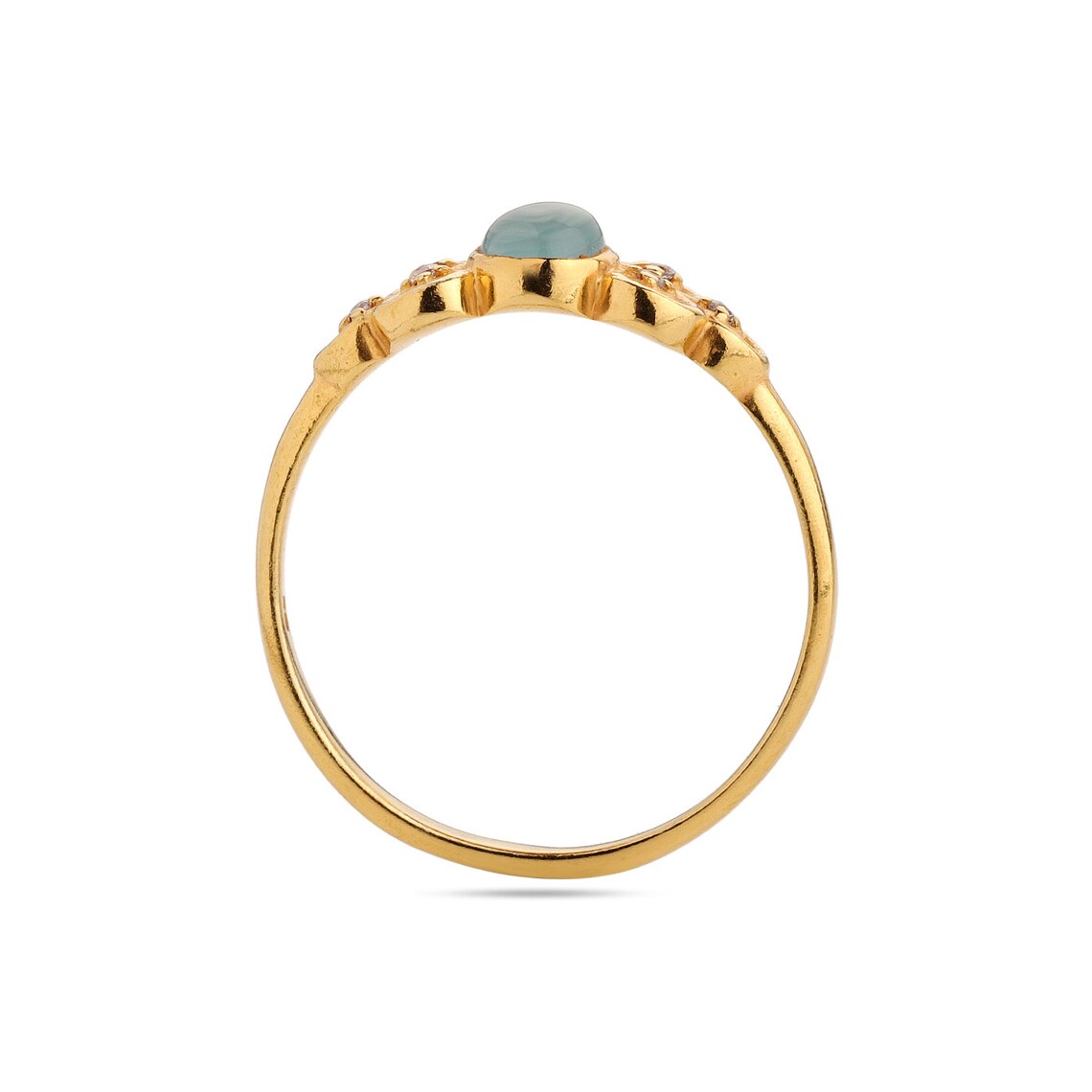 925 Sterling Silver Aqua Chalcedony Ring - Gold Plated