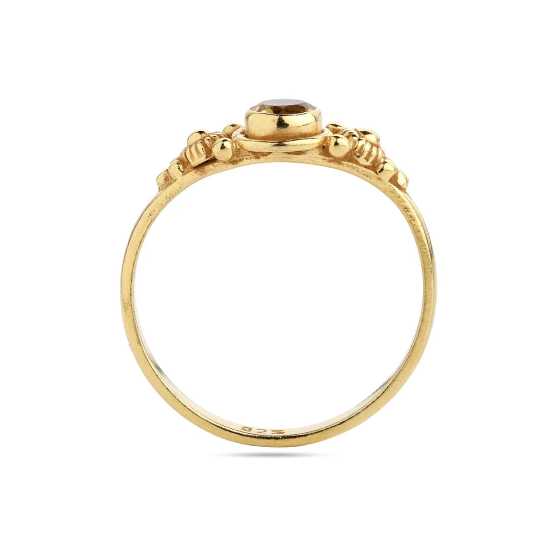 Round Citrine Ring, Gothic Round Ring, Citrine Gold Ring, Stacking Ring, Round Gemstone Ring, Natural Citrine Sterling Silver Ring