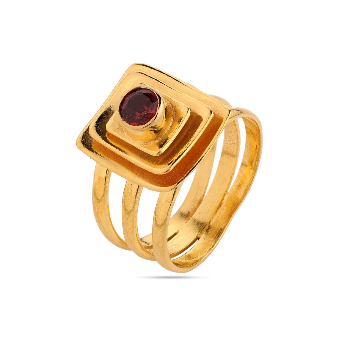 Statement Garnet Ring, Round Garnet Birthstone Ring