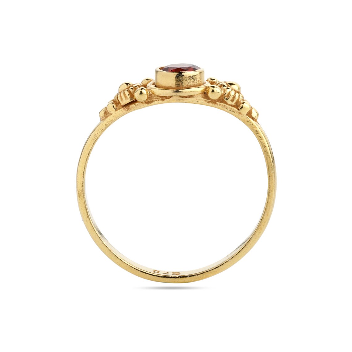 Genuine Garnet Ring | Gold Plated Band | Natural Red Gemstone Jewelry Ring | January Birthstone | Anniversary Ring | Gift For Wife