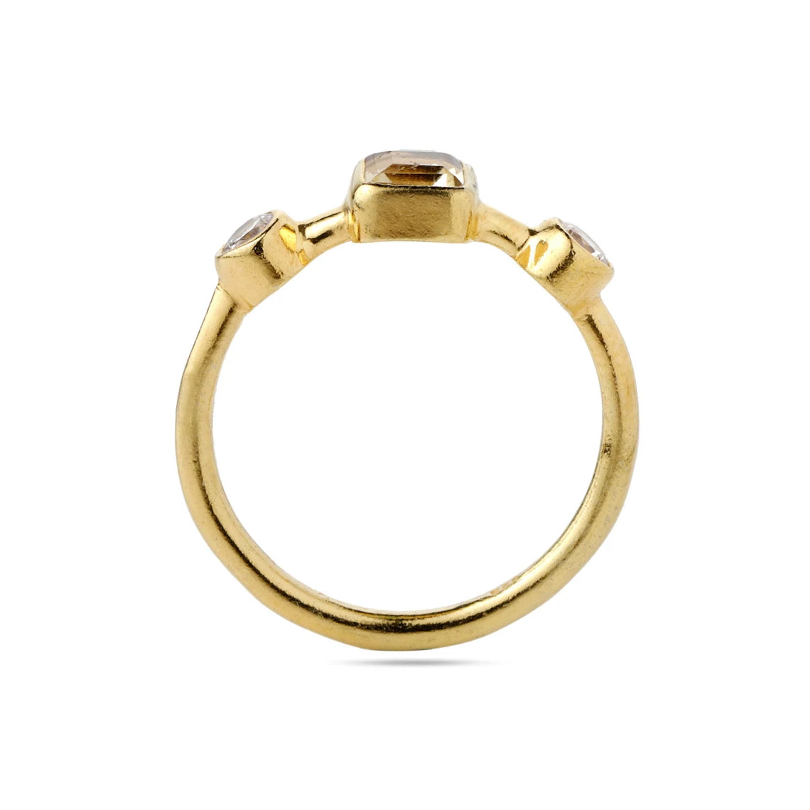 Square Stacking Ring - 925 Sterling Silver Ring with Natural Citrine Stone