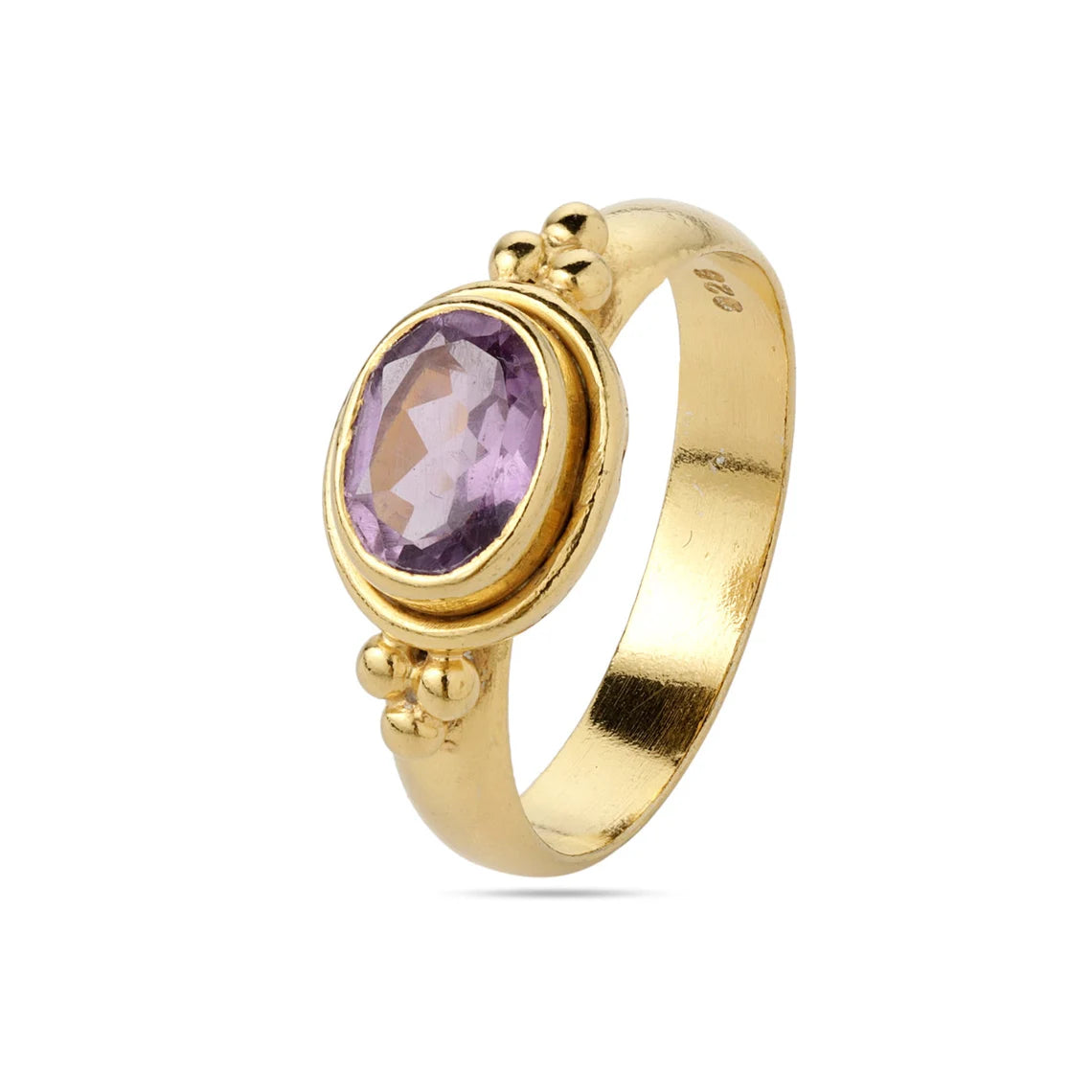 Oval Amethyst Gold Ring, Sterling Silver Amethyst Gemstone Ring