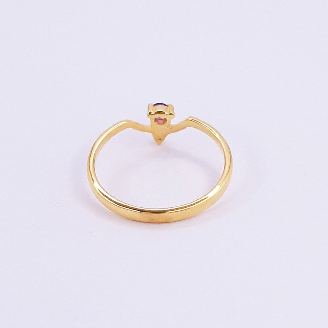 Natural Amethyst Minimalist Gold Plated Ring