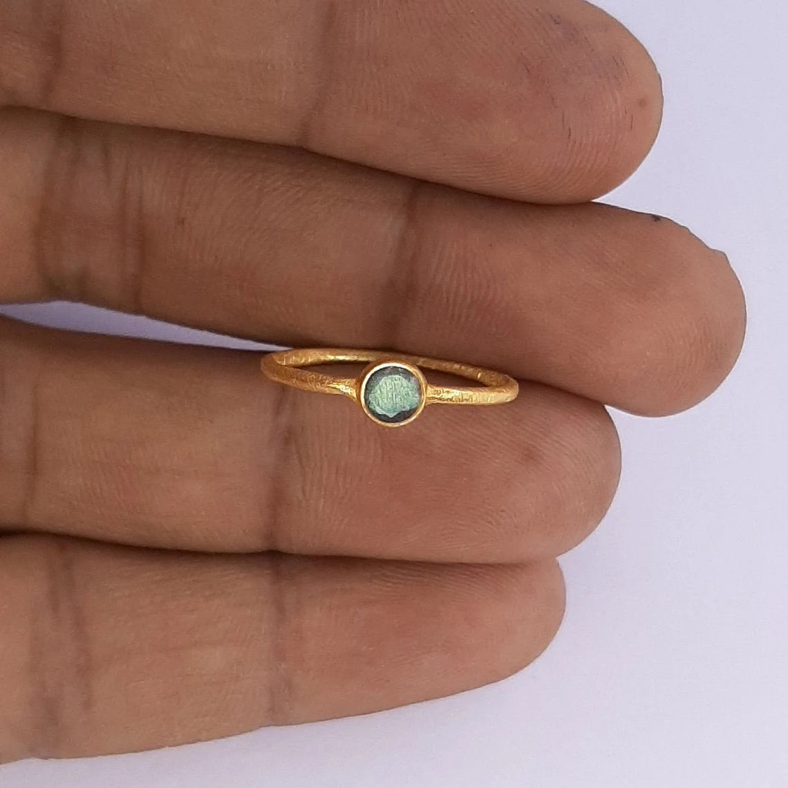 Labradorite Gemstone Ring - 925 Sterling Silver Labradorite Gold Ring - Round Labradorite Ring
