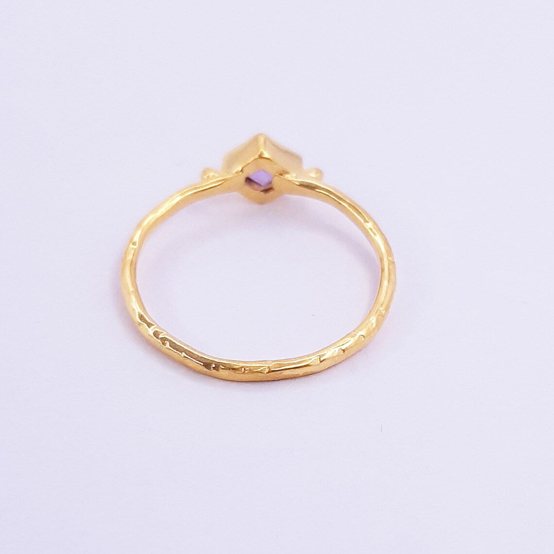 Amethyst Square Gold Plated Sterling Silver Ring