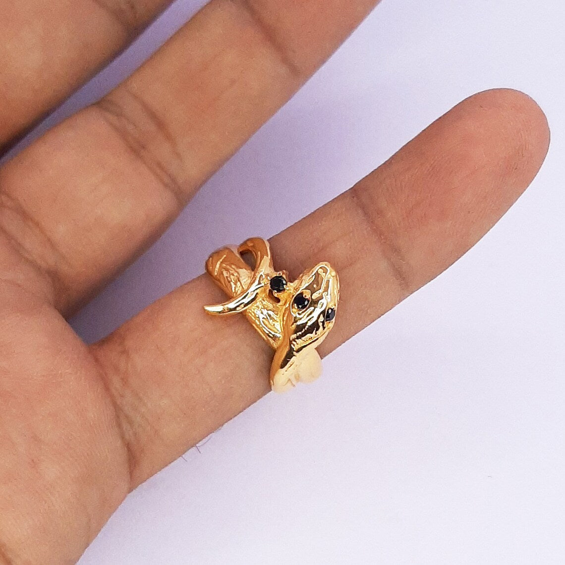 Sterling Silver Black Onyx Snake Ring, Antique Snake Ring