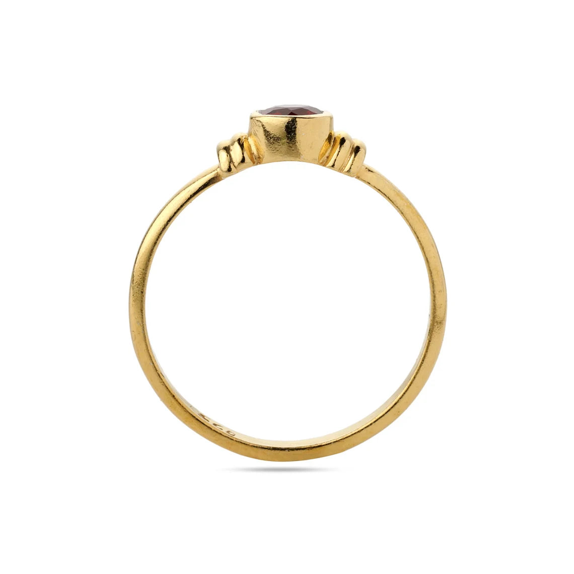 Natural Round Garnet Gold Ring, Garnet Gemstone Ring, Garnet Silver Ring