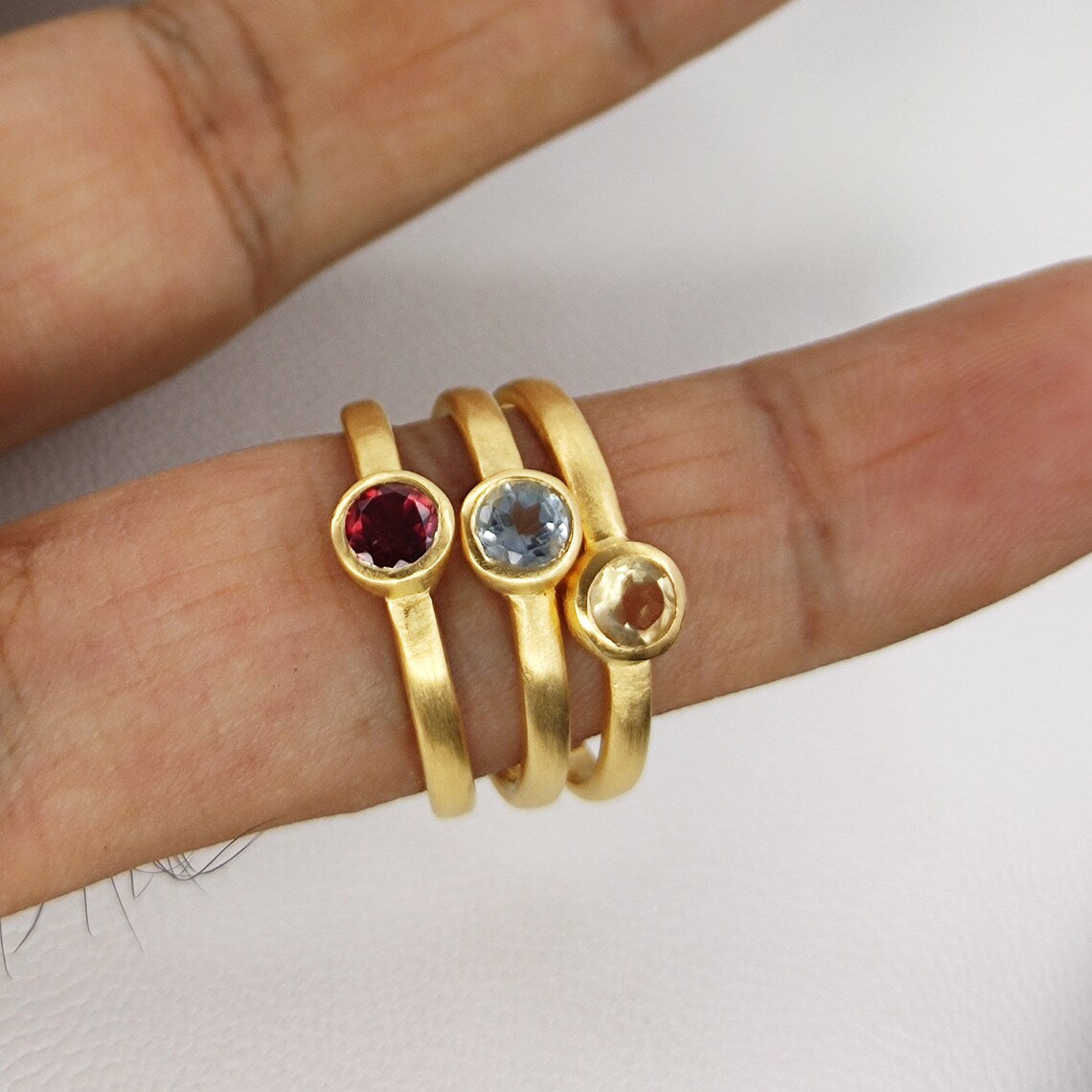 Citrine Ring - 4 mm Round Ring - Silver Stacking - Gemstone Ring - Handmade Ring - Ring For Women - Christmas Gift - Promise Ring- Boho Ring