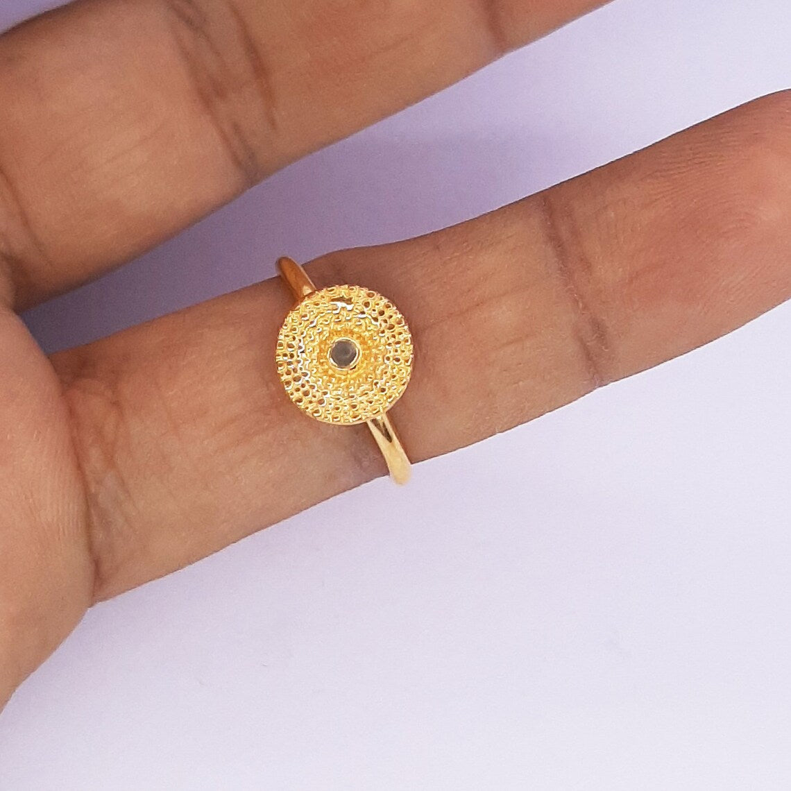 Labradorite Gemstone Ring - 925 Sterling Silver Labradorite Gold Ring - Round Labradorite Ring