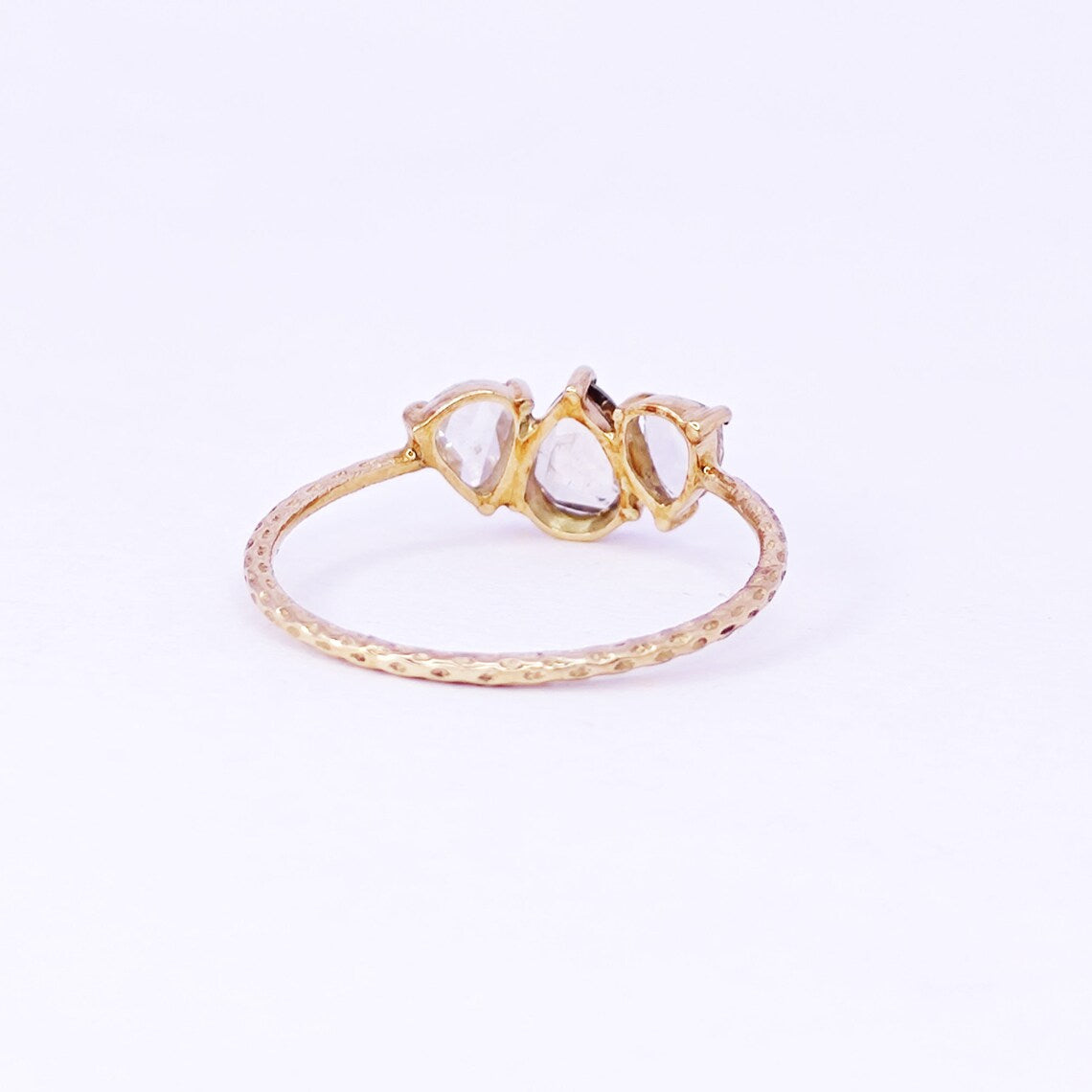 Natural Rose Cut Diamonds 14k Solid Gold Ring