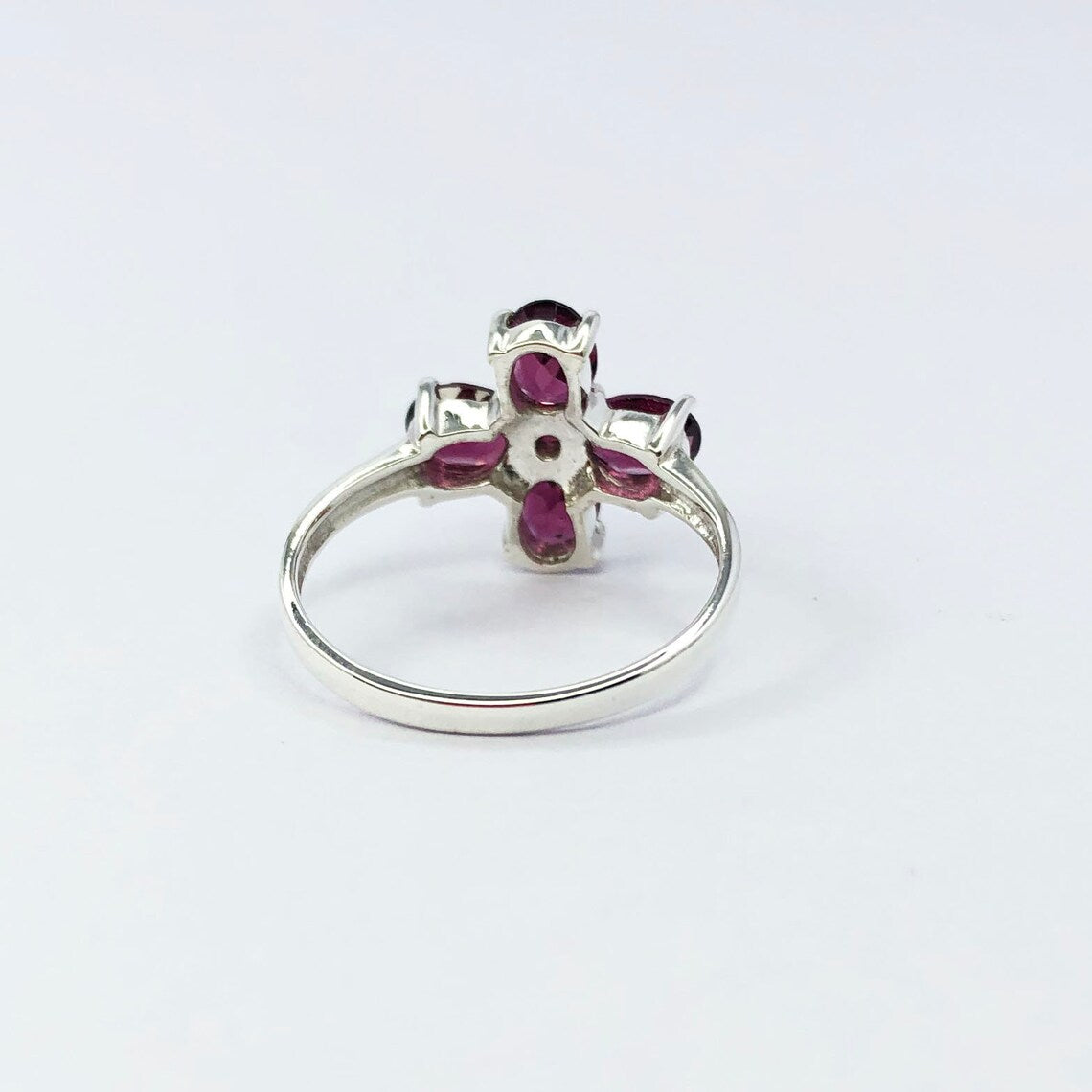 Rhodolite Garnet Oval Prong Setting Sterling Silver Ring