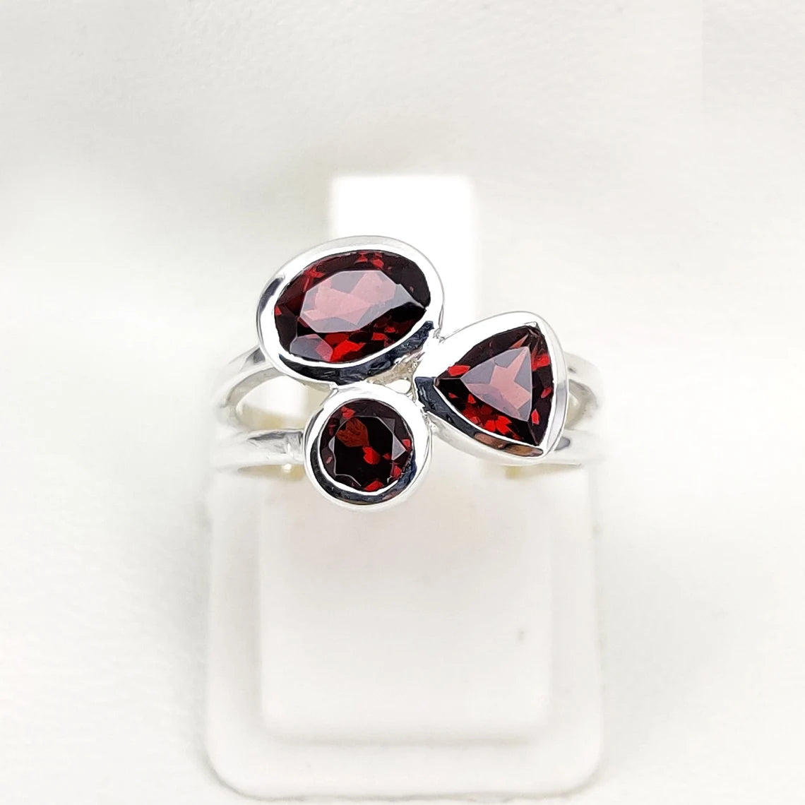 Sterling Silver Natural Garnet Ring - Engagement, Promise, Gemstone Ring, Anniversary, Birthday Valentine's Gift For Her, Girlfriend, Wife