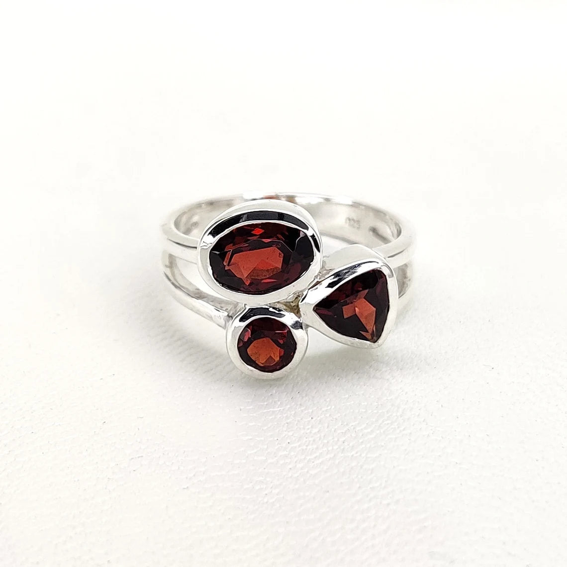 Sterling Silver Natural Garnet Ring - Engagement, Promise, Gemstone Ring, Anniversary, Birthday Valentine's Gift For Her, Girlfriend, Wife