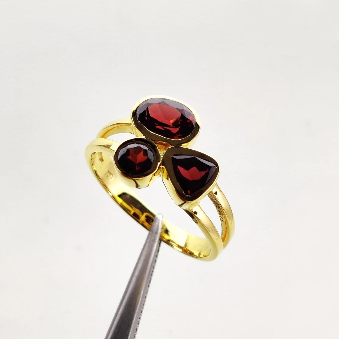 Sterling Silver Natural Garnet Ring - Engagement, Promise, Gemstone Ring, Anniversary, Birthday Valentine's Gift For Her, Girlfriend, Wife