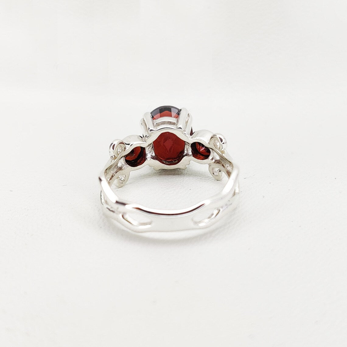 Garnet Gold Ring, Natural Garnet Ring, January Birthstone Ring, Gemstone Ring, Sterling Silver Stack Ring
