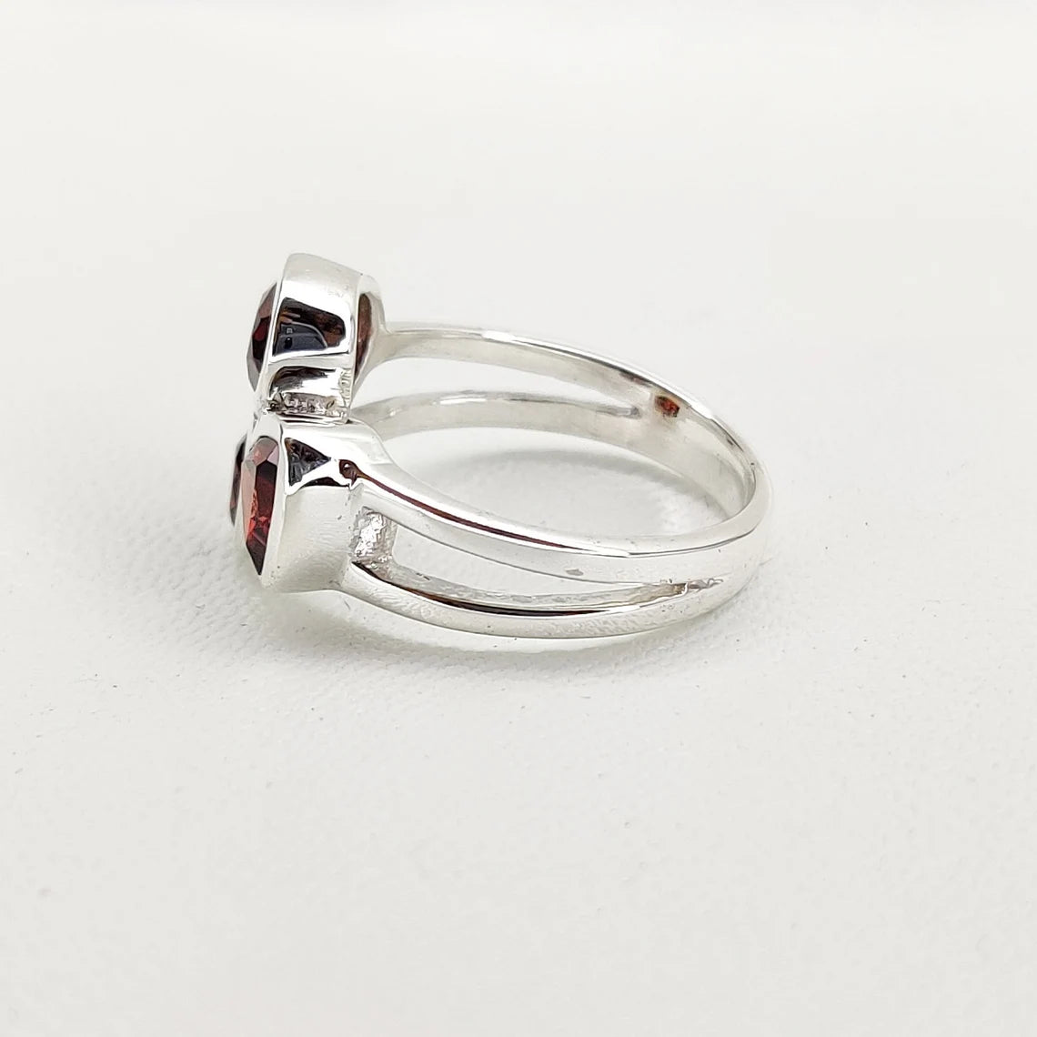 Sterling Silver Natural Garnet Ring - Engagement, Promise, Gemstone Ring, Anniversary, Birthday Valentine's Gift For Her, Girlfriend, Wife
