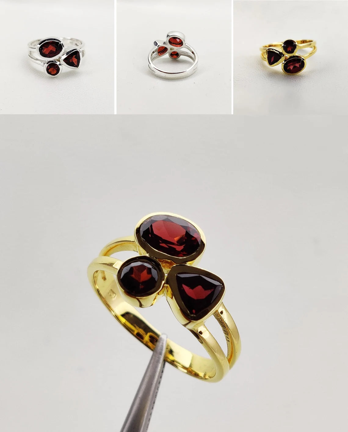 Sterling Silver Natural Garnet Ring - Engagement, Promise, Gemstone Ring, Anniversary, Birthday Valentine's Gift For Her, Girlfriend, Wife