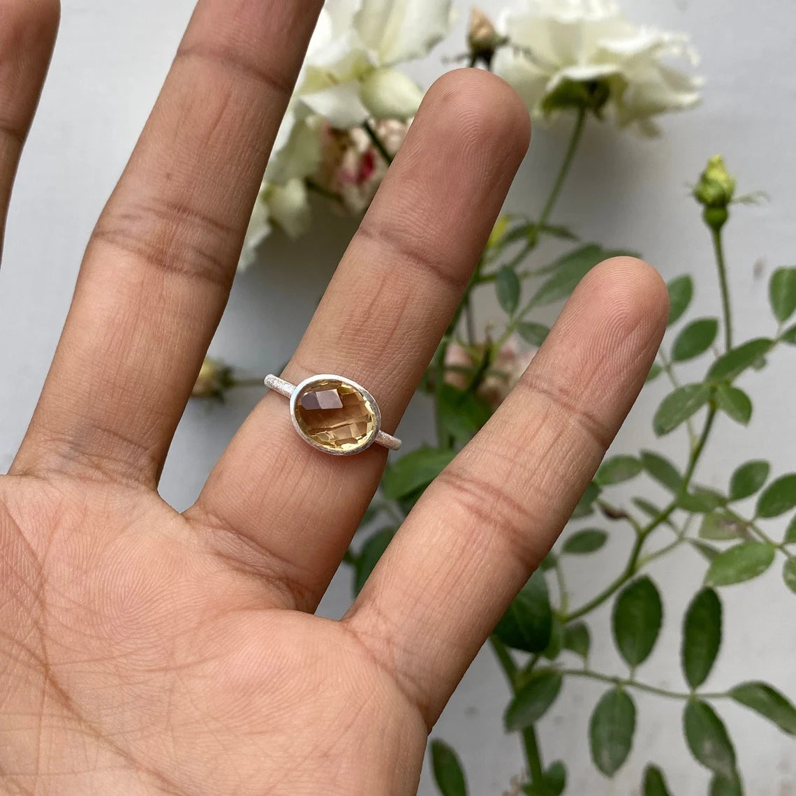 Sterling Silver Brazil Citrine Ring - Engagement, Promise, Gemstone Ring, Valentine's, Anniversary, Birthday Gift For Her, Mum Girlfriend