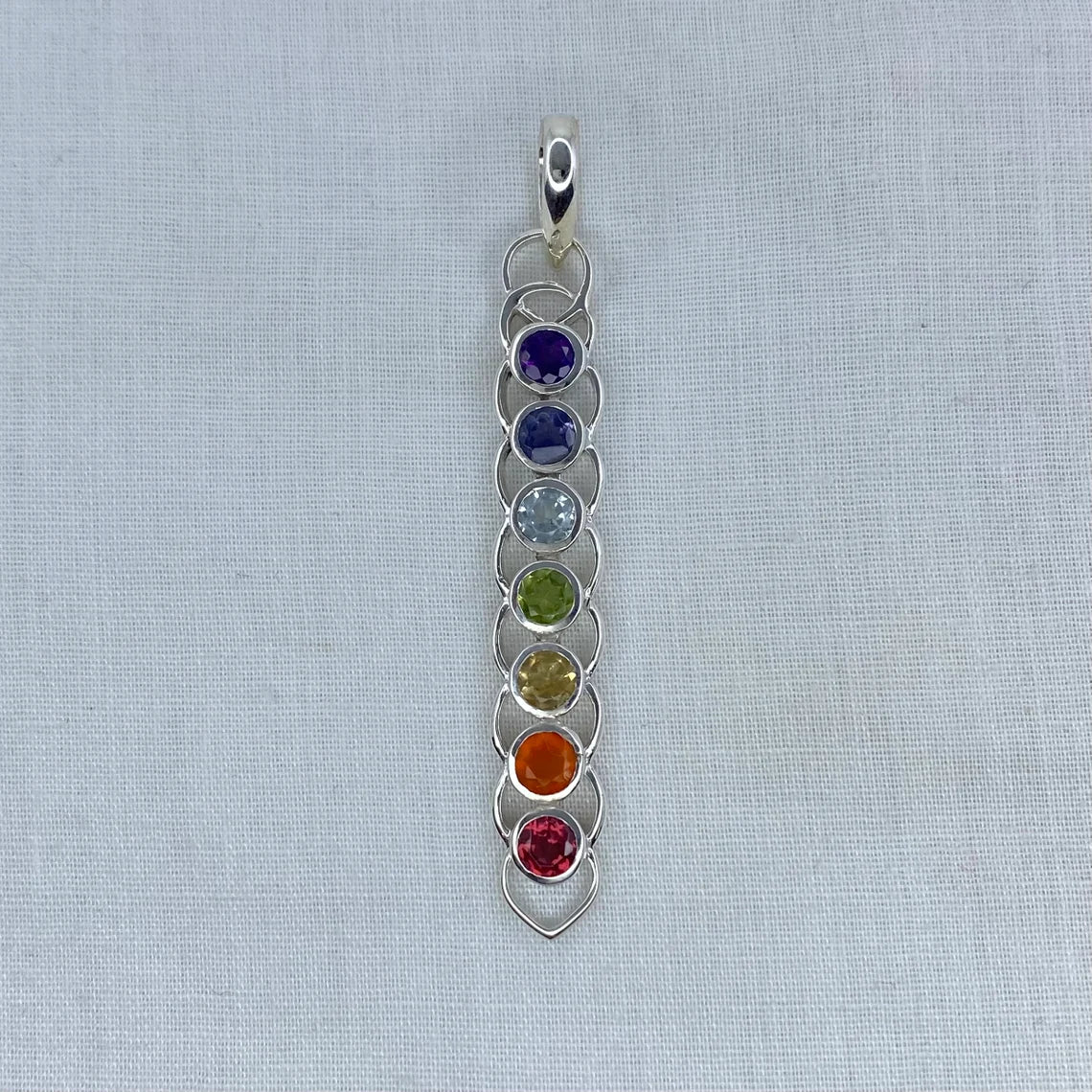 Multi Gemstone Pendant, Garnet, Amethyst, Citrine, Peridot, Iolite, Carnelian, Blue Topaz Pendant