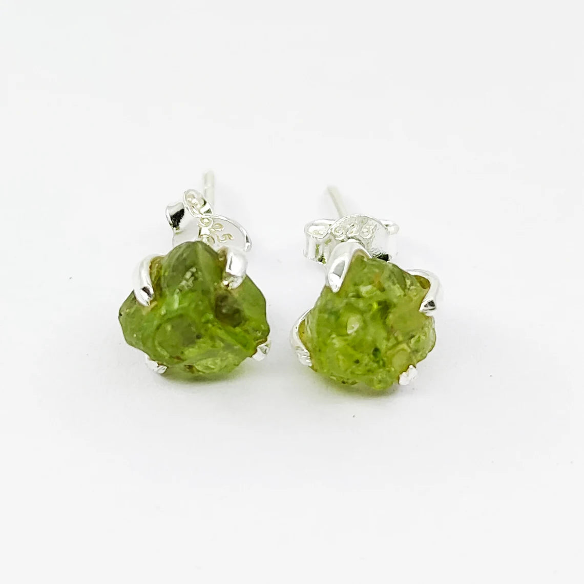 Rough Peridot Studs Earring, Raw Peridot Studs Posts Earrings, Prong Earring, August Birthstone, Peridot Stud Earring,