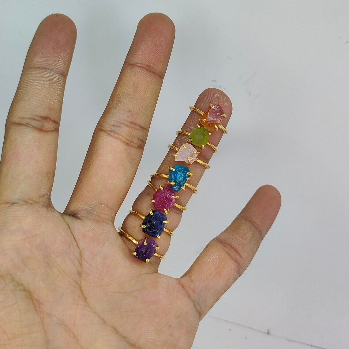 Rough Rough Peridot Gold Plated Prong Ring