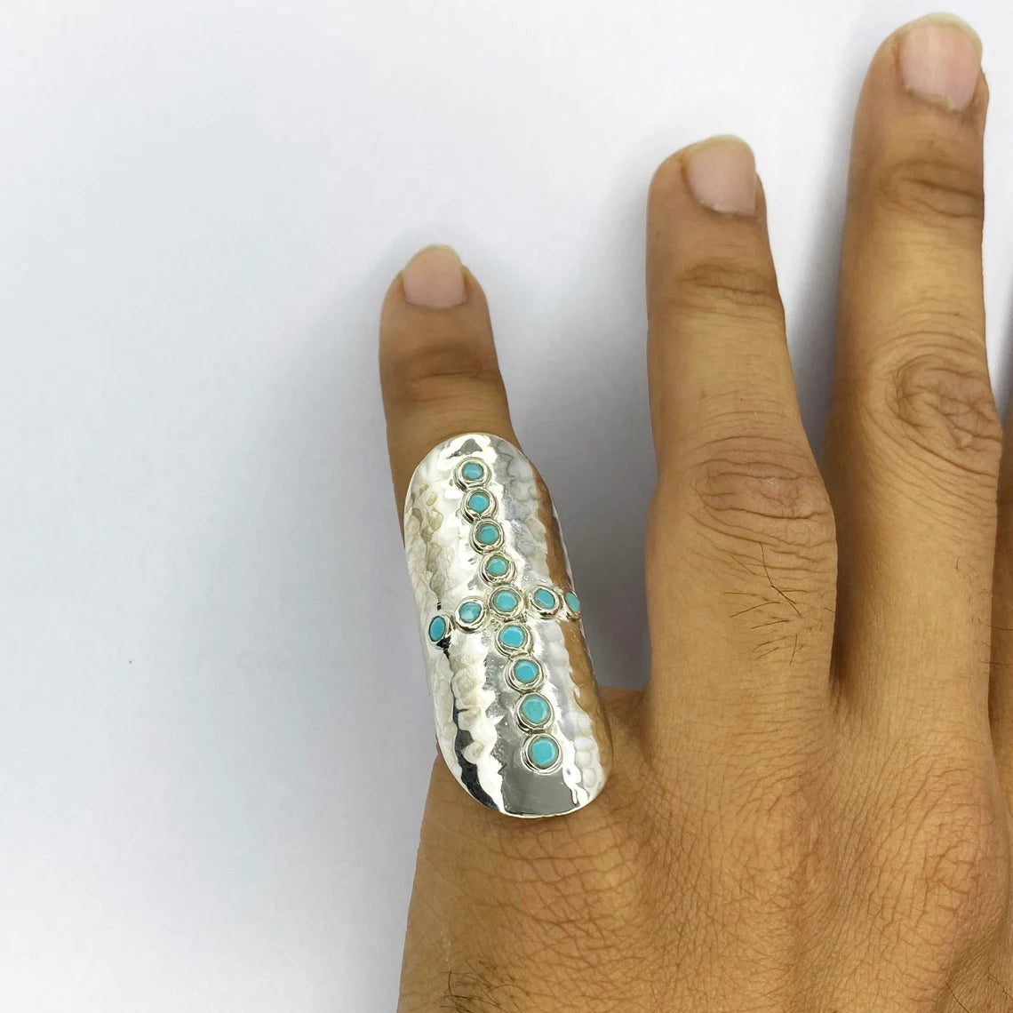 Natural labradorite ring, 92.5 Sterling Silver statement boho ring, large gemstone ring, Labradorite Cross Long ring